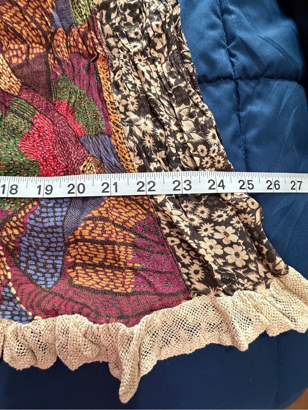 NWT- Boho Patchwork Lace-Tier Wide Leg Pants in Multicolor Young Threads - Picture 10 of 16